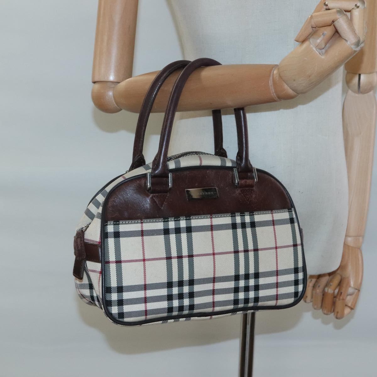 BURBERRY Nova Check Hand Bag Canvas Beige Auth ep8717