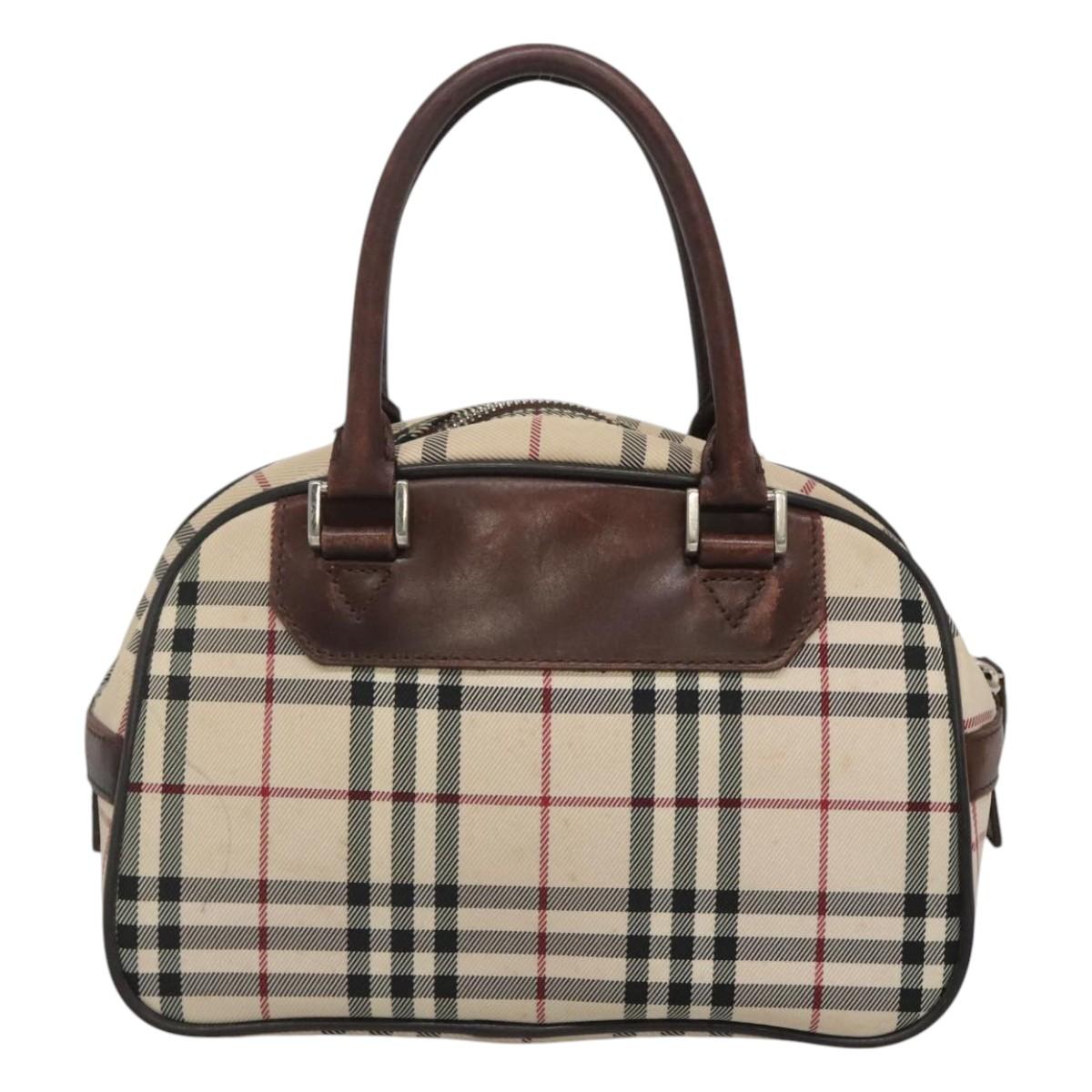 BURBERRY Nova Check Hand Bag Canvas Beige Auth ep8717