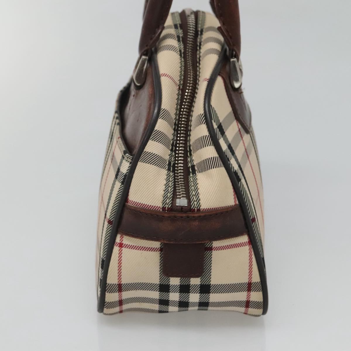 BURBERRY Nova Check Hand Bag Canvas Beige Auth ep8717