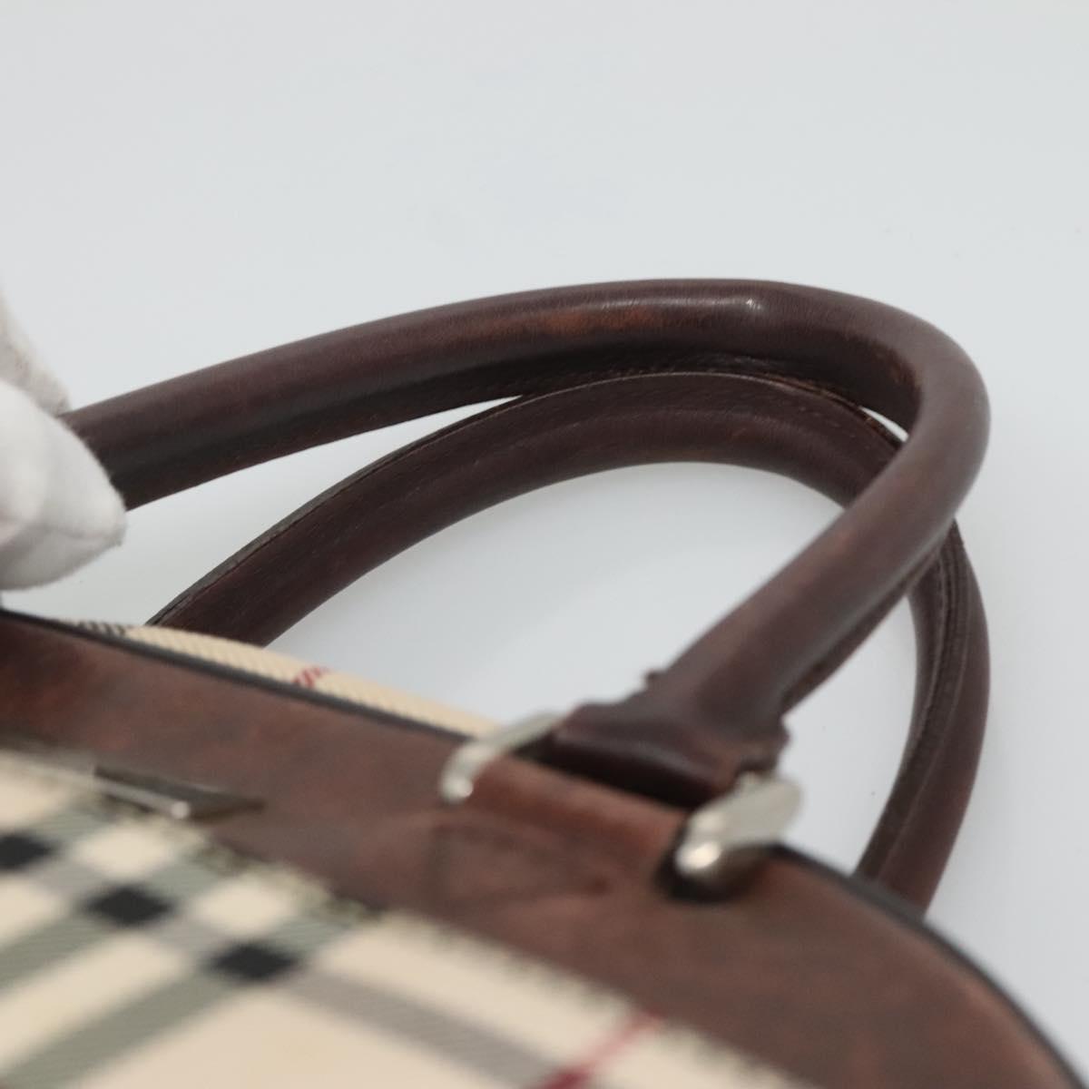 BURBERRY Nova Check Hand Bag Canvas Beige Auth ep8717