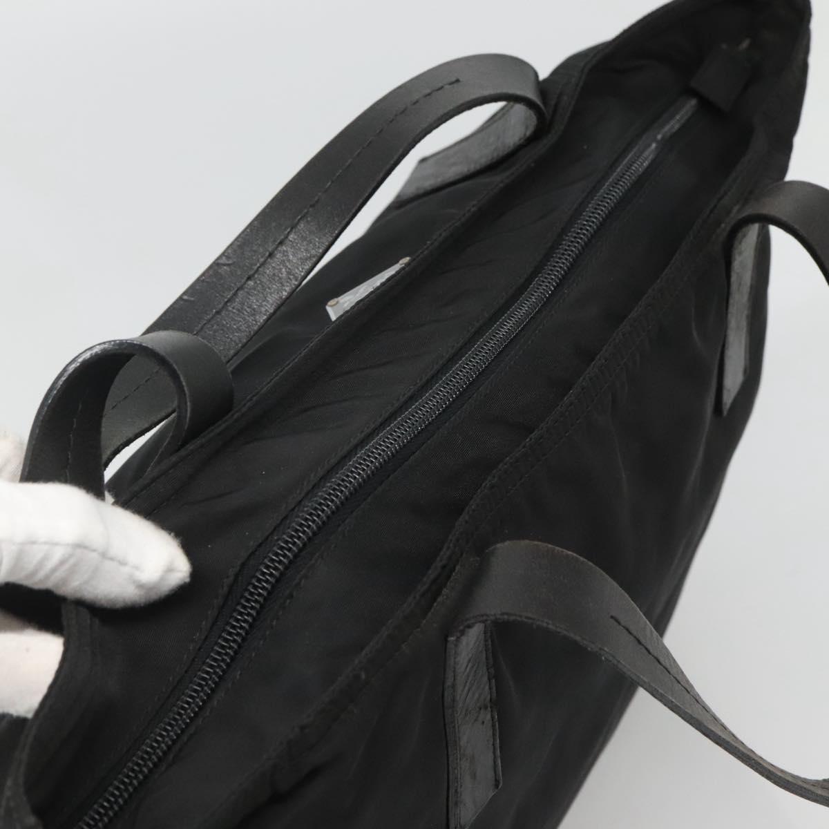 PRADA Tote Bag Nylon Black Silver Auth ep8720