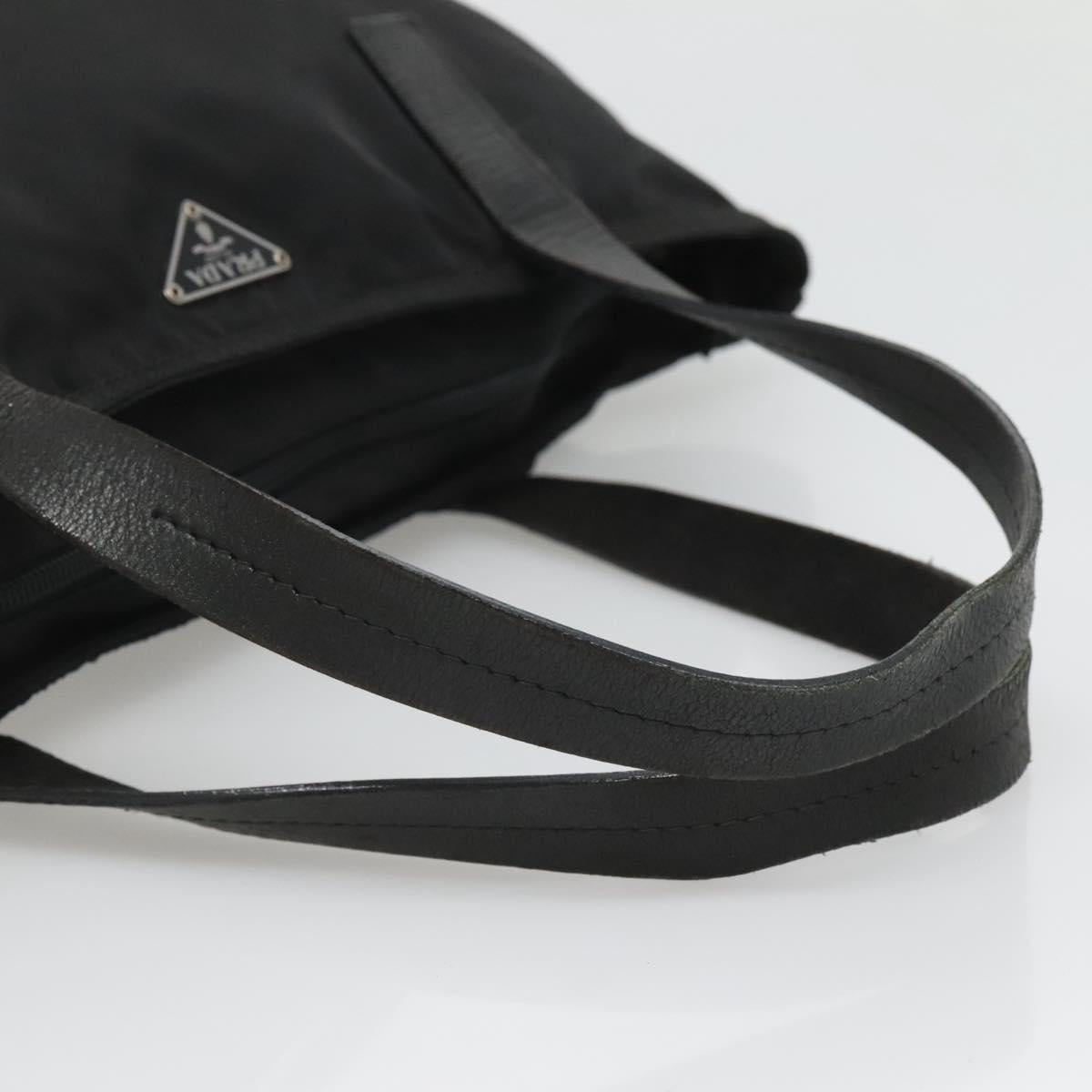 PRADA Tote Bag Nylon Black Silver Auth ep8720