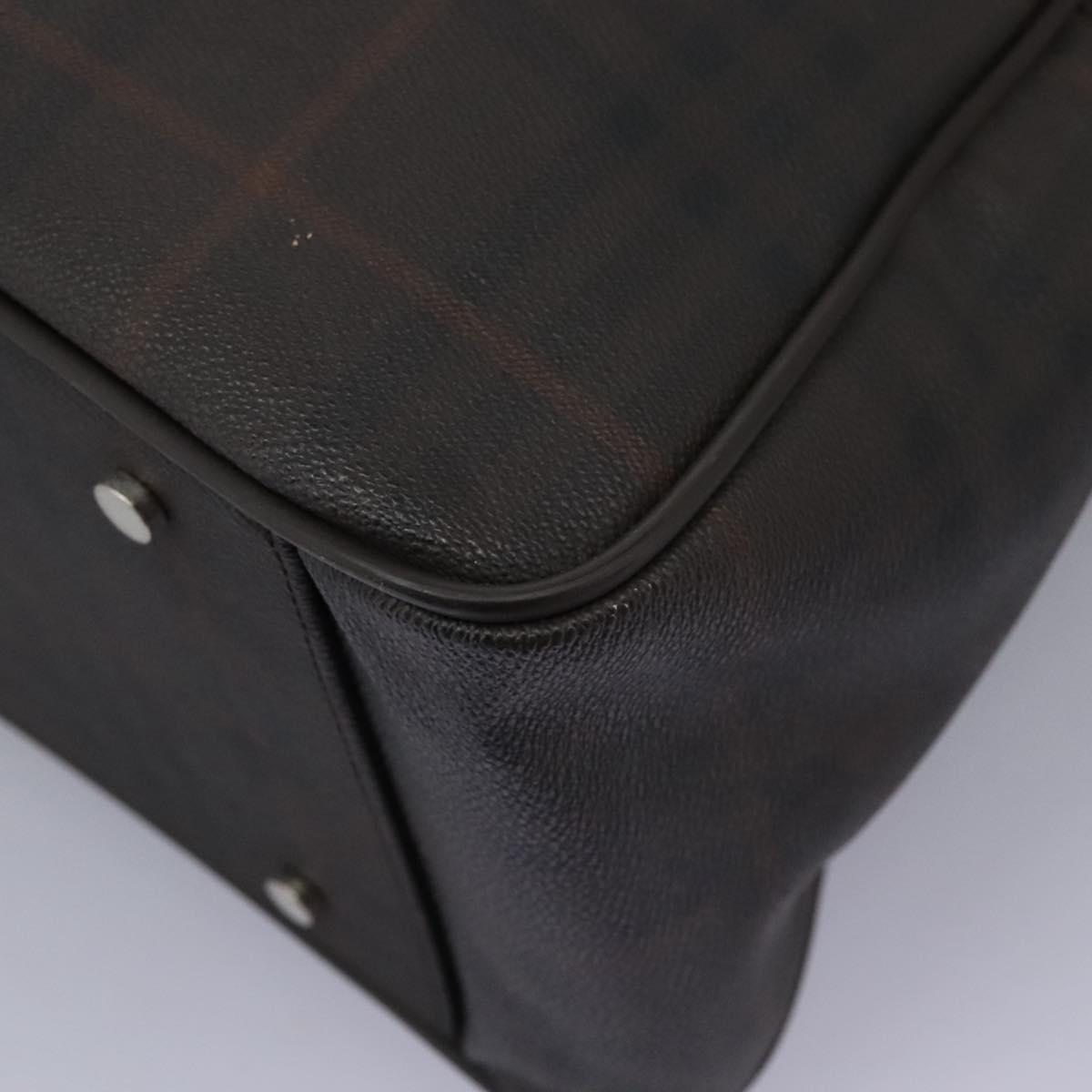 BURBERRY Nova Check Boston Bag PVC Leather Brown Silver Auth ep8729