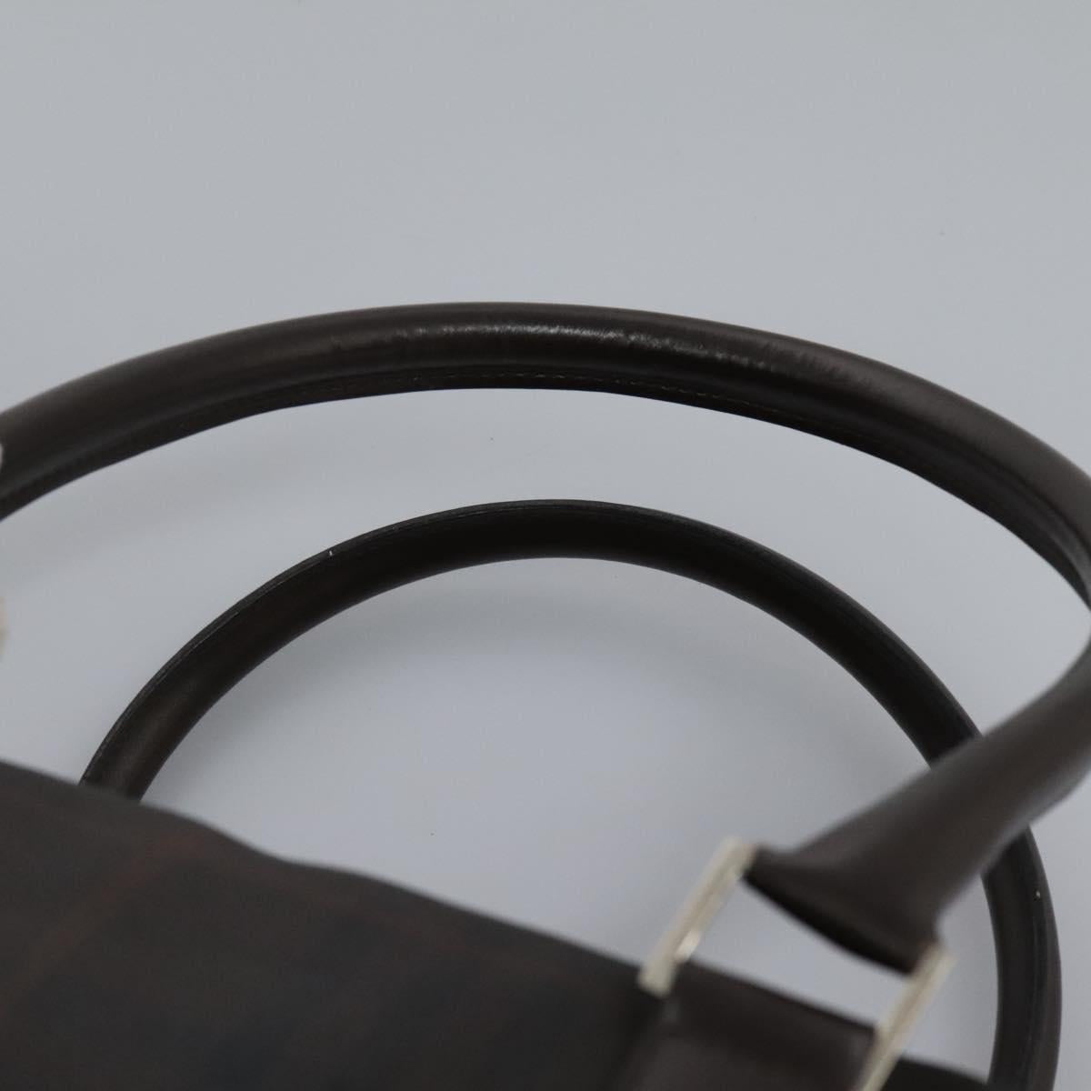 BURBERRY Nova Check Boston Bag PVC Leather Brown Silver Auth ep8729