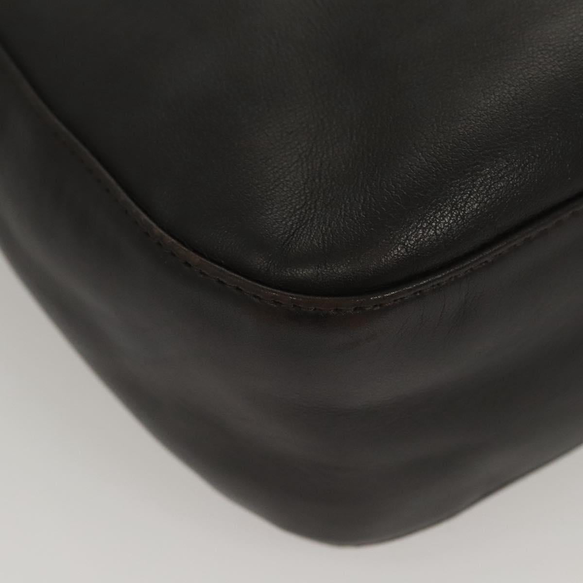 Christian Dior Maris Pearl Shoulder Bag Leather Black Silver Auth ep8734