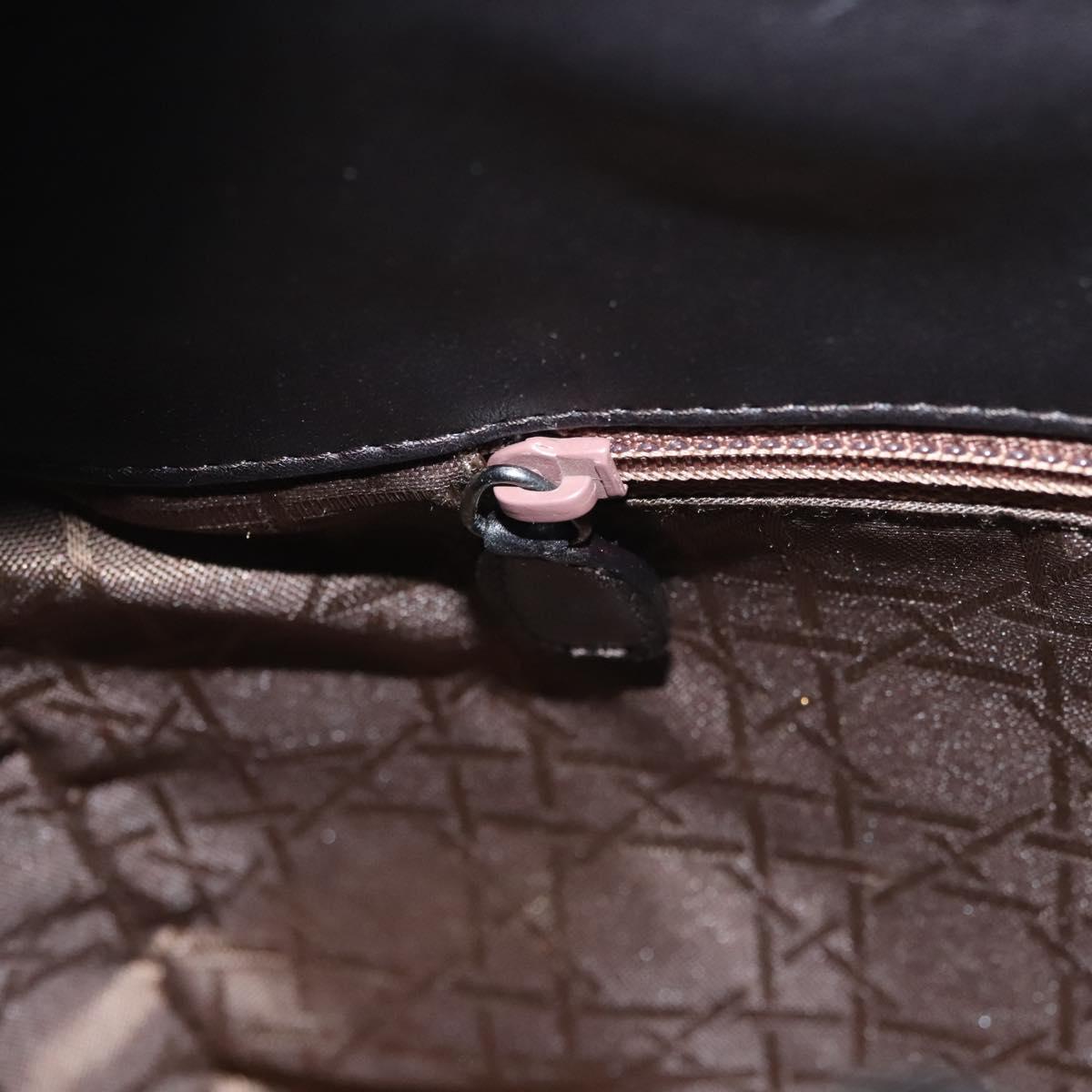 Christian Dior Maris Pearl Shoulder Bag Leather Black Silver Auth ep8734