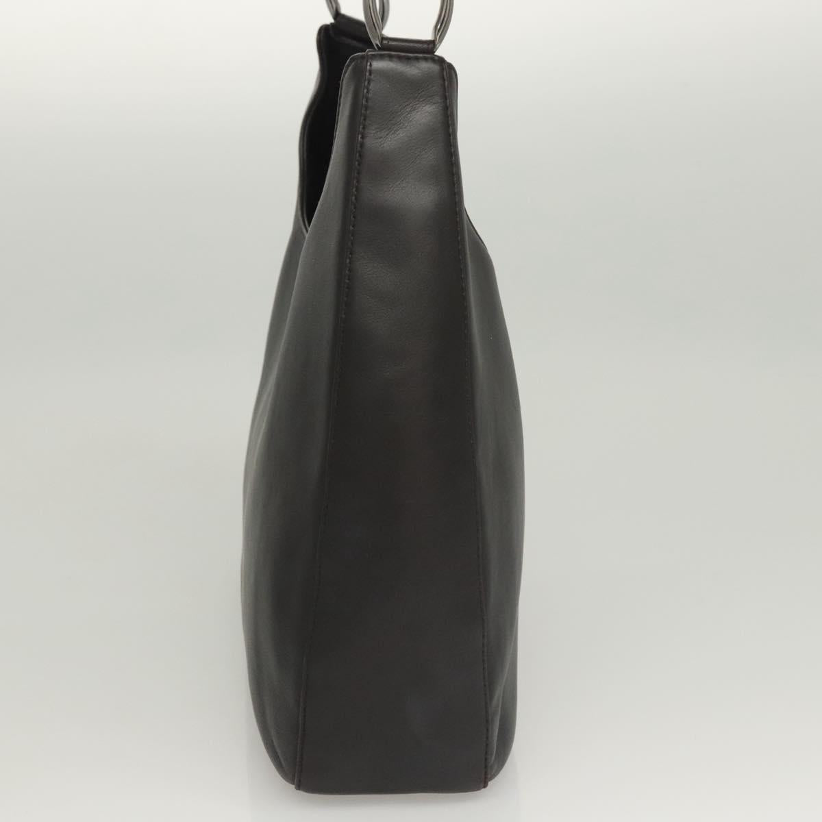 Christian Dior Maris Pearl Shoulder Bag Leather Black Silver Auth ep8734