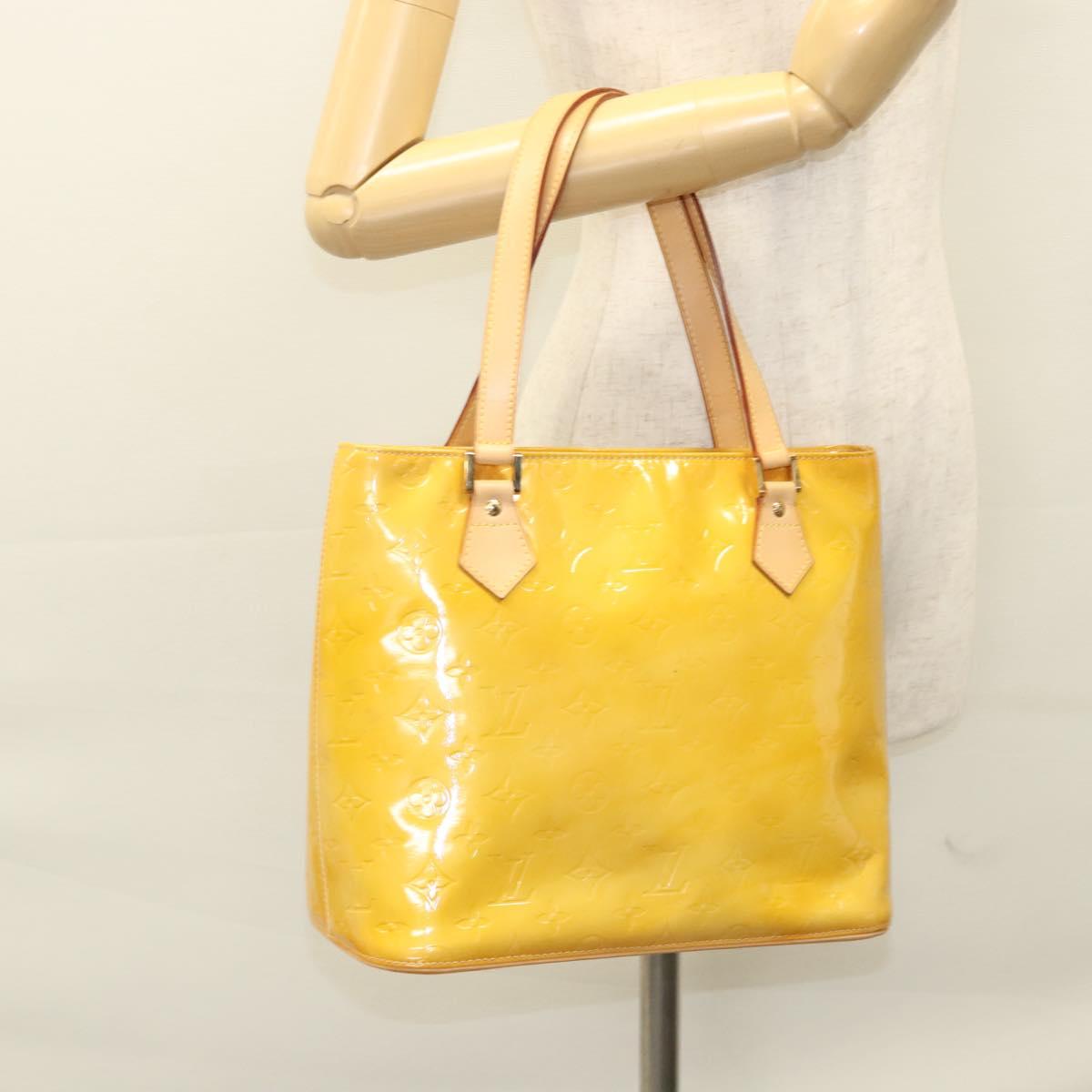 LOUIS VUITTON Monogram Vernis Houston Hand Bag Beige M91004 LV Auth ep8736