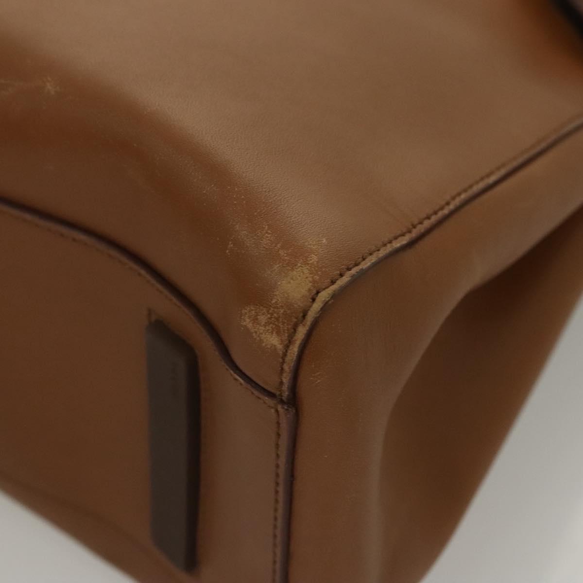 PRADA Hand Bag Leather Brown Silver Auth ep8741