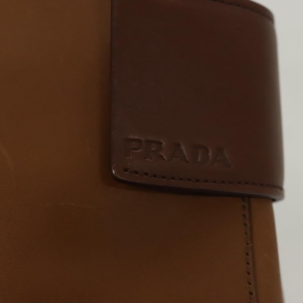 PRADA Hand Bag Leather Brown Silver Auth ep8741