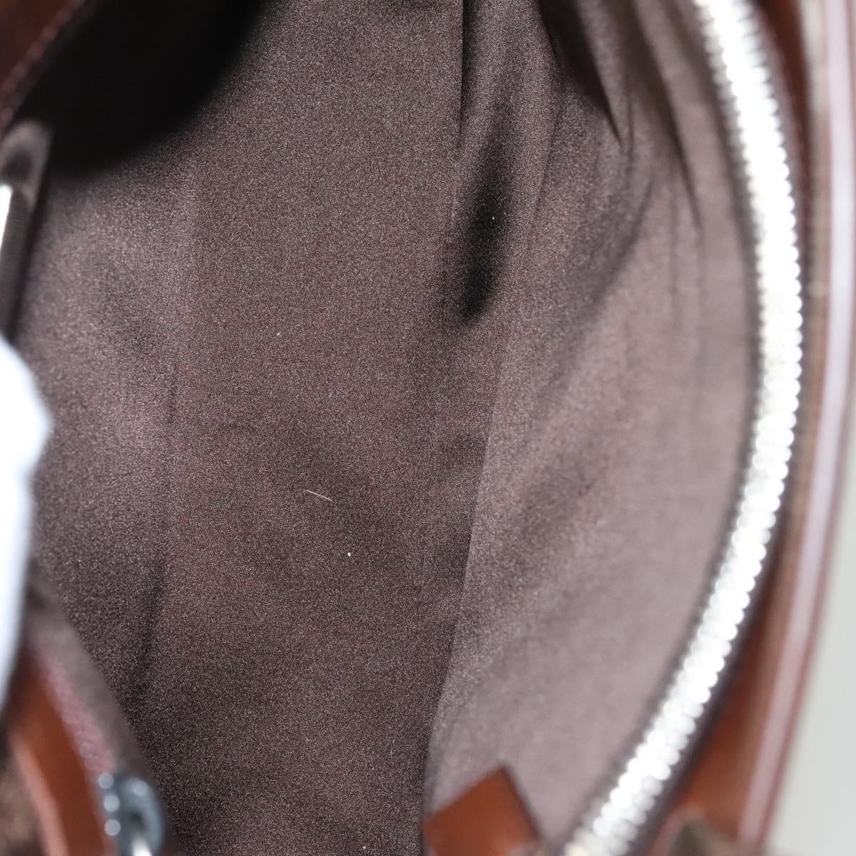 PRADA Hand Bag Leather Brown Silver Auth ep8741