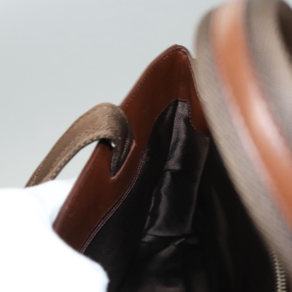 PRADA Hand Bag Leather Brown Silver Auth ep8741