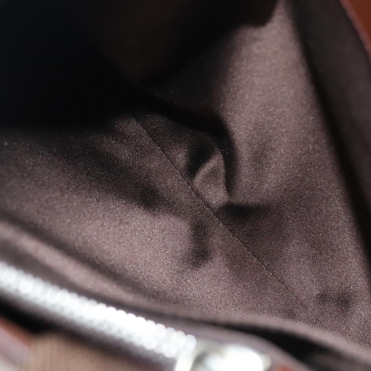 PRADA Hand Bag Leather Brown Silver Auth ep8741