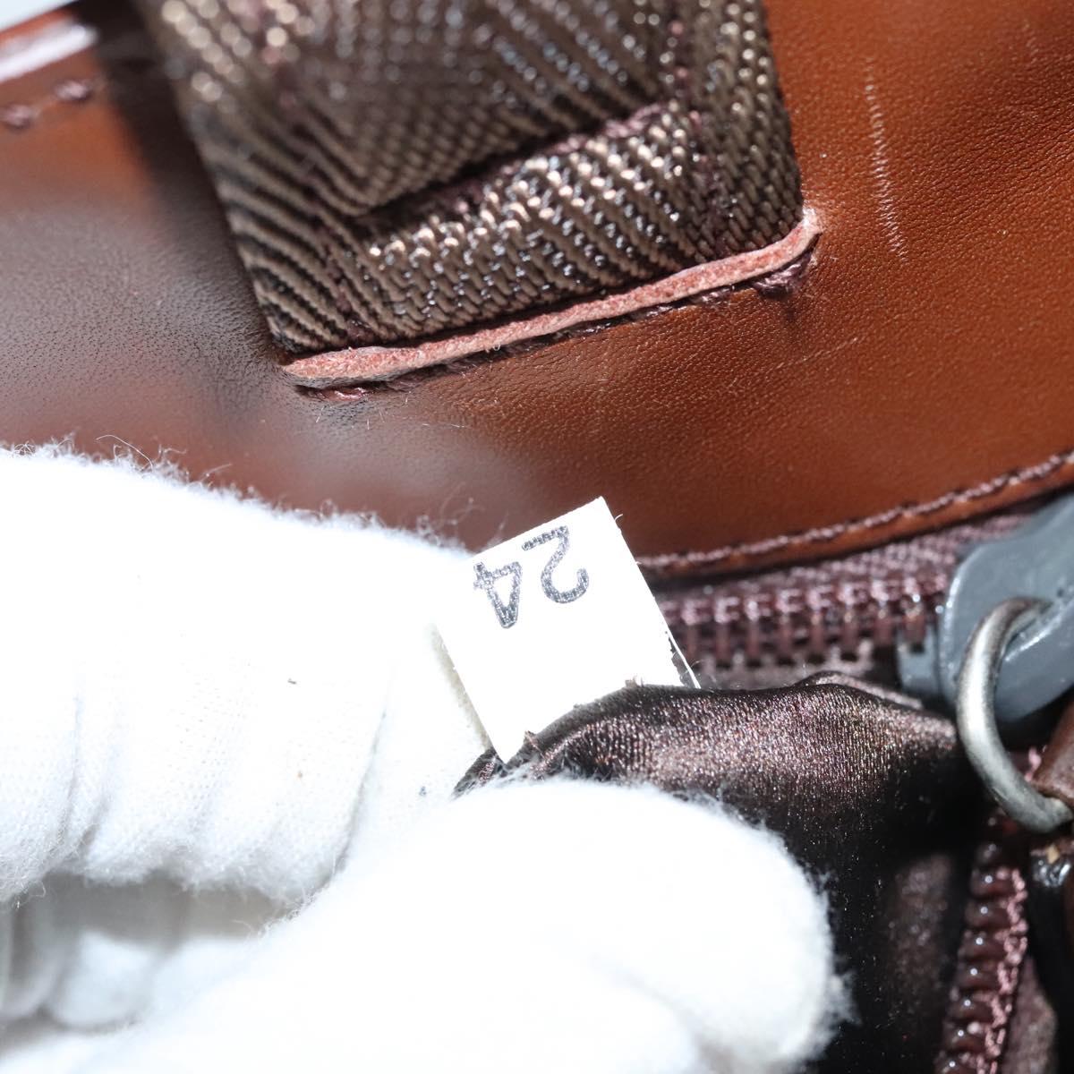 PRADA Hand Bag Leather Brown Silver Auth ep8741