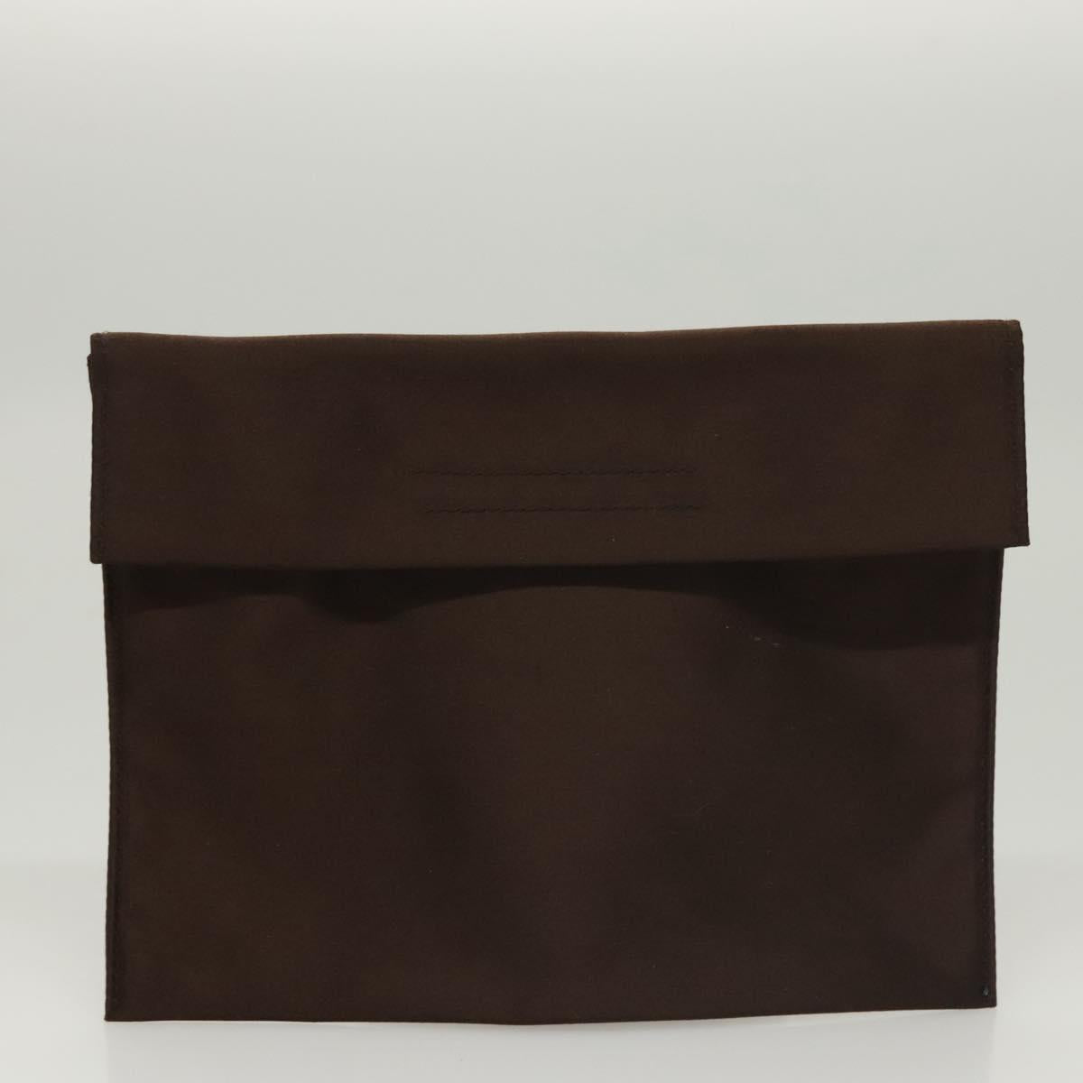 PRADA Hand Bag Leather Brown Silver Auth ep8741