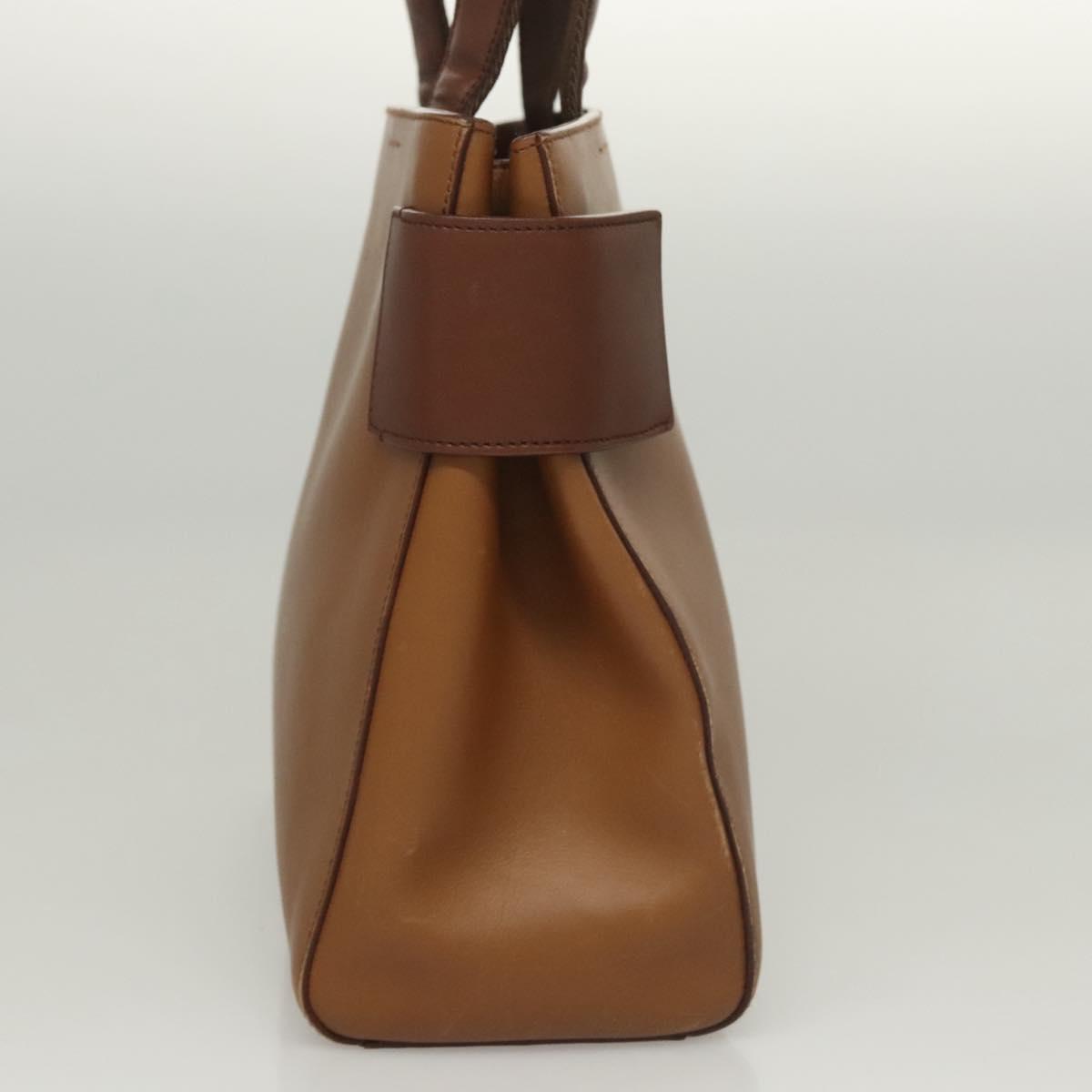 PRADA Hand Bag Leather Brown Silver Auth ep8741