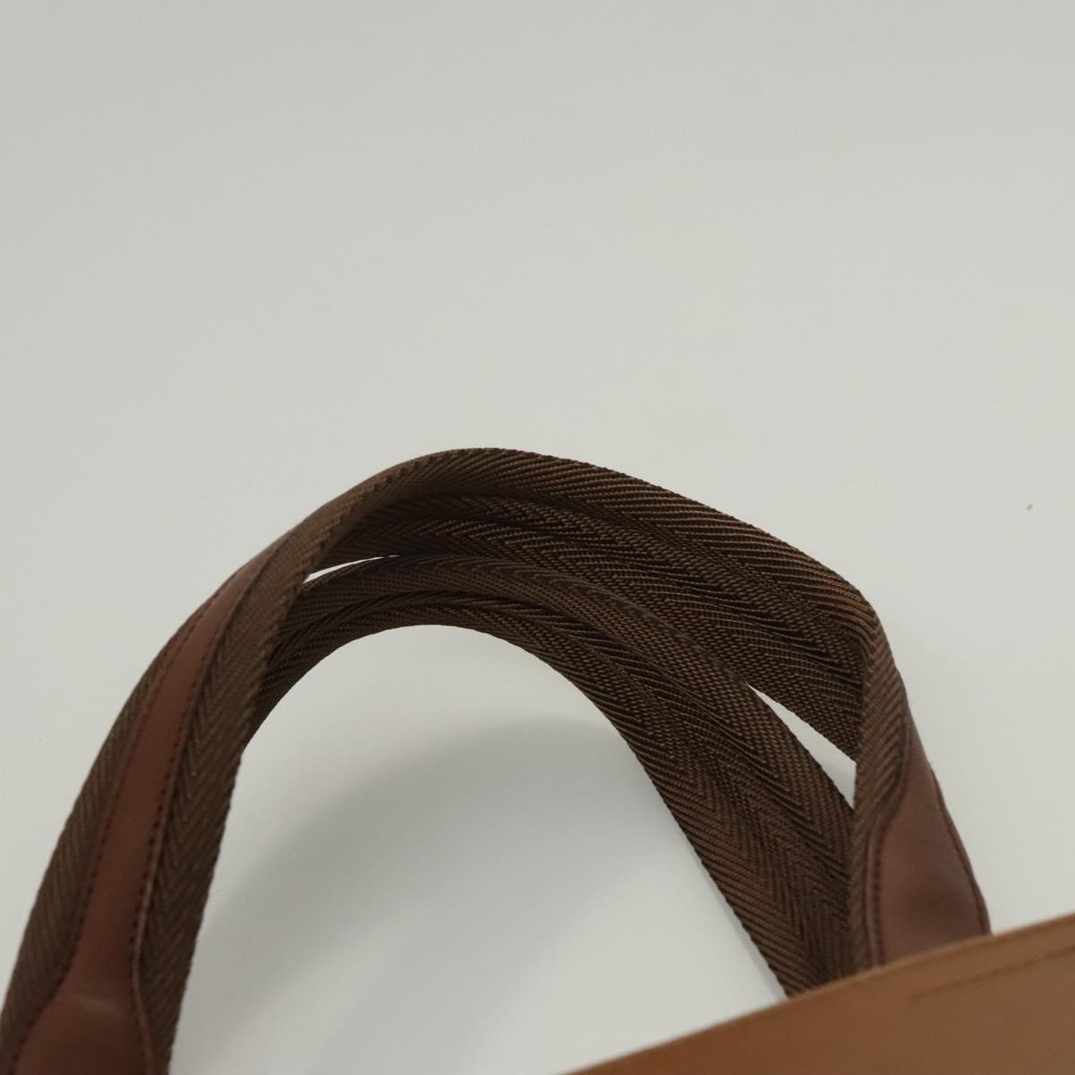 PRADA Hand Bag Leather Brown Silver Auth ep8741