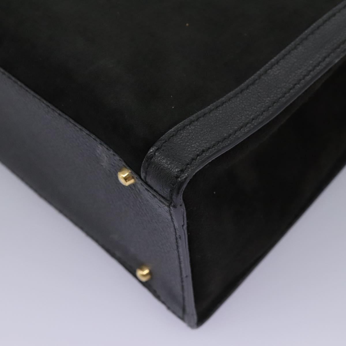 GUCCI Bamboo Hand Bag Suede Black Gold 002 28530260 0 Auth ep8747