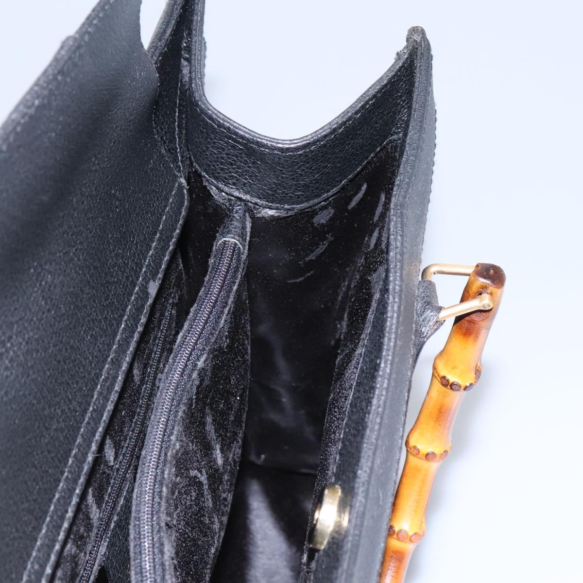 GUCCI Bamboo Hand Bag Suede Black Gold 002 28530260 0 Auth ep8747