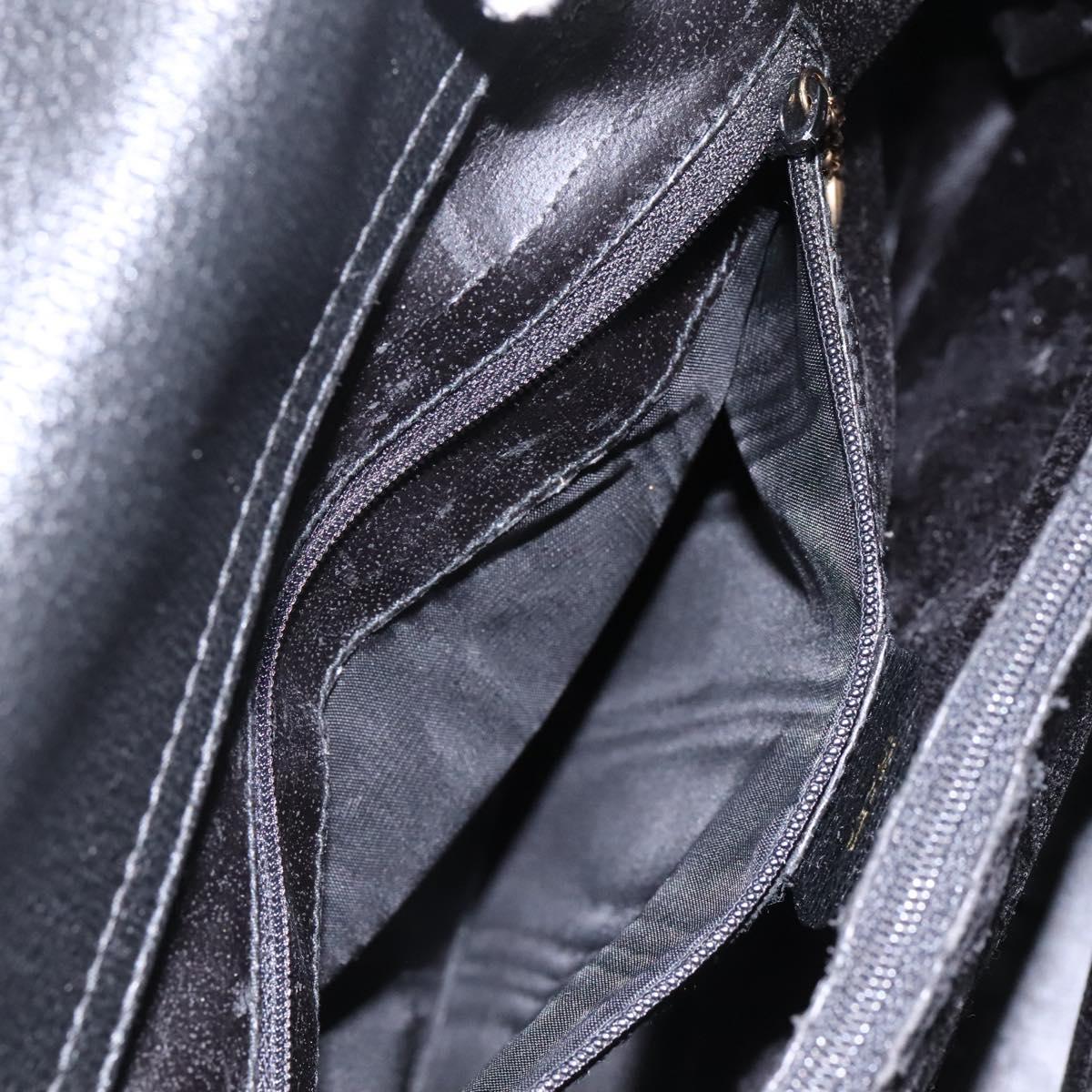 GUCCI Bamboo Hand Bag Suede Black Gold 002 28530260 0 Auth ep8747