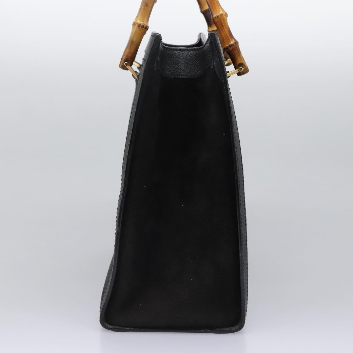 GUCCI Bamboo Hand Bag Suede Black Gold 002 28530260 0 Auth ep8747