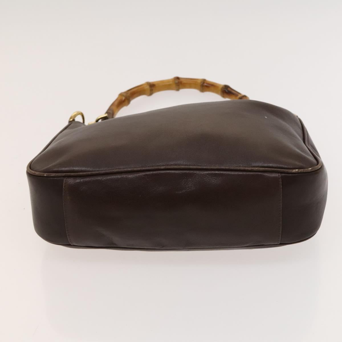 GUCCI Bamboo Hand Bag Leather 2way Brown Gold 001 0166 1638 Auth ep8765