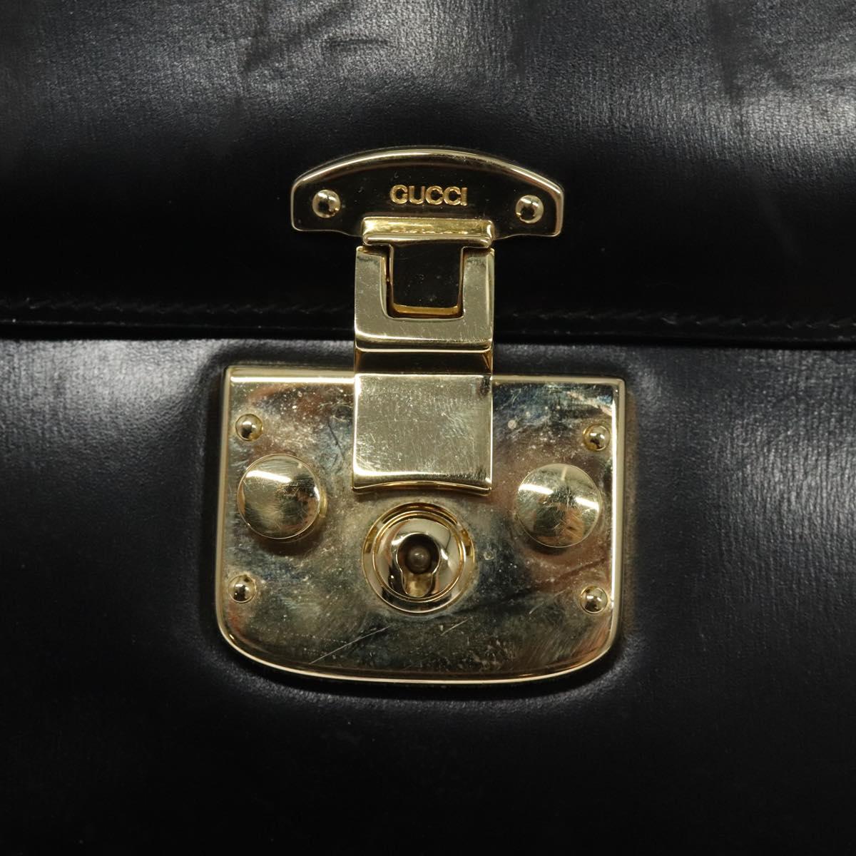 GUCCI Hand Bag Leather Gold Black 000 26 0258 Auth ep8780