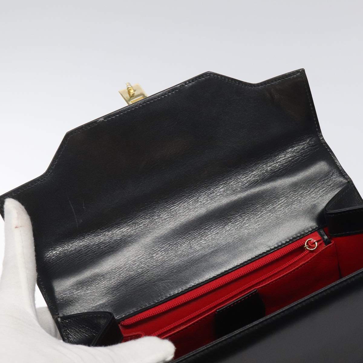 GUCCI Hand Bag Leather Gold Black 000 26 0258 Auth ep8780