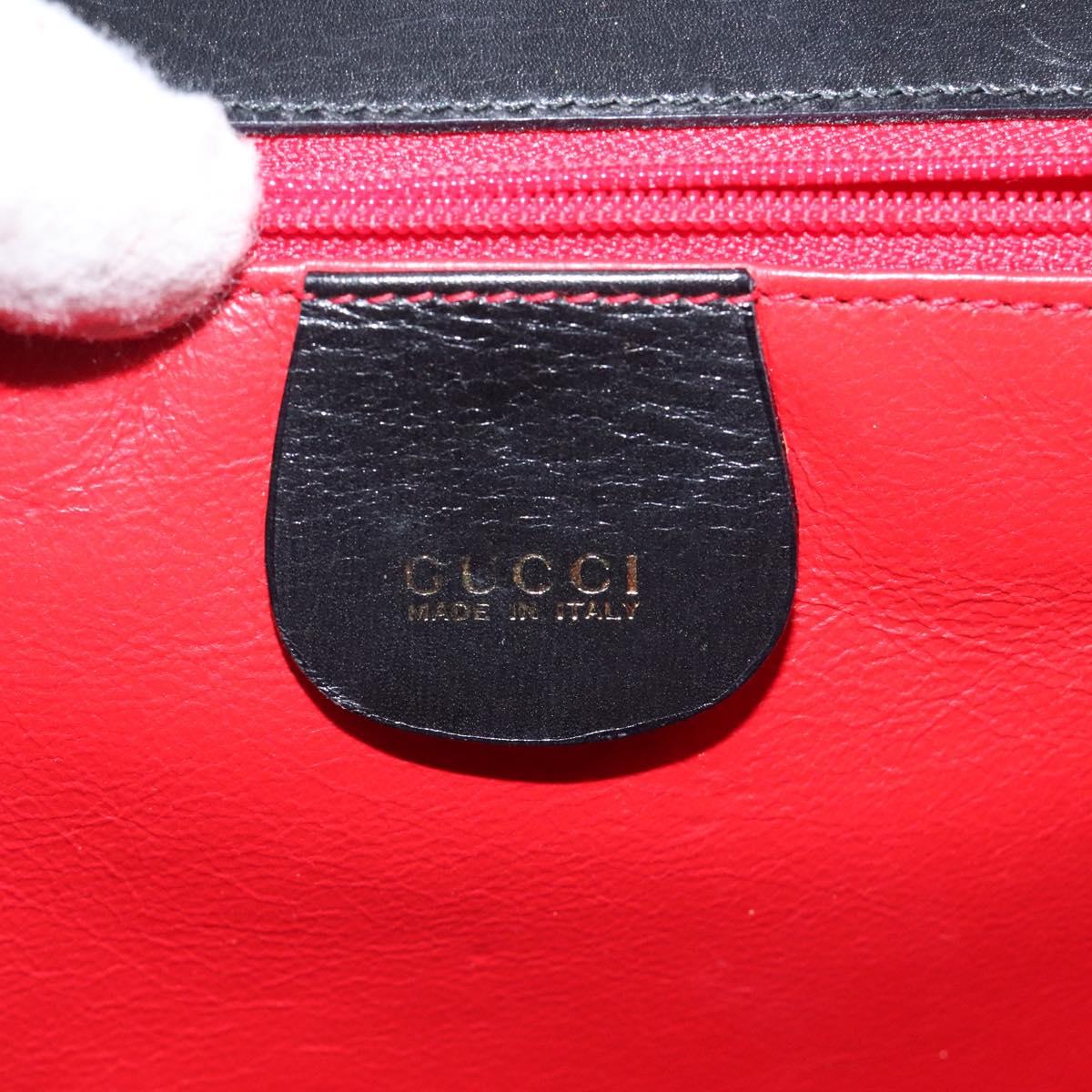 GUCCI Hand Bag Leather Gold Black 000 26 0258 Auth ep8780