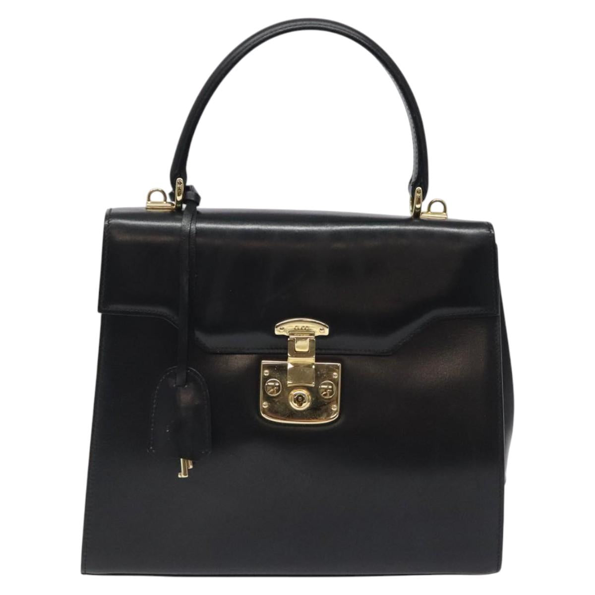 GUCCI Hand Bag Leather Gold Black 000 26 0258 Auth ep8780