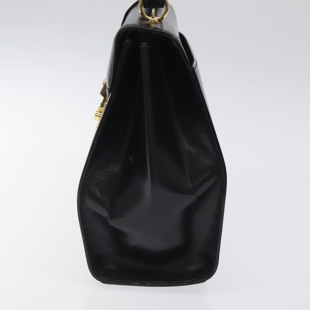 GUCCI Hand Bag Leather Gold Black 000 26 0258 Auth ep8780