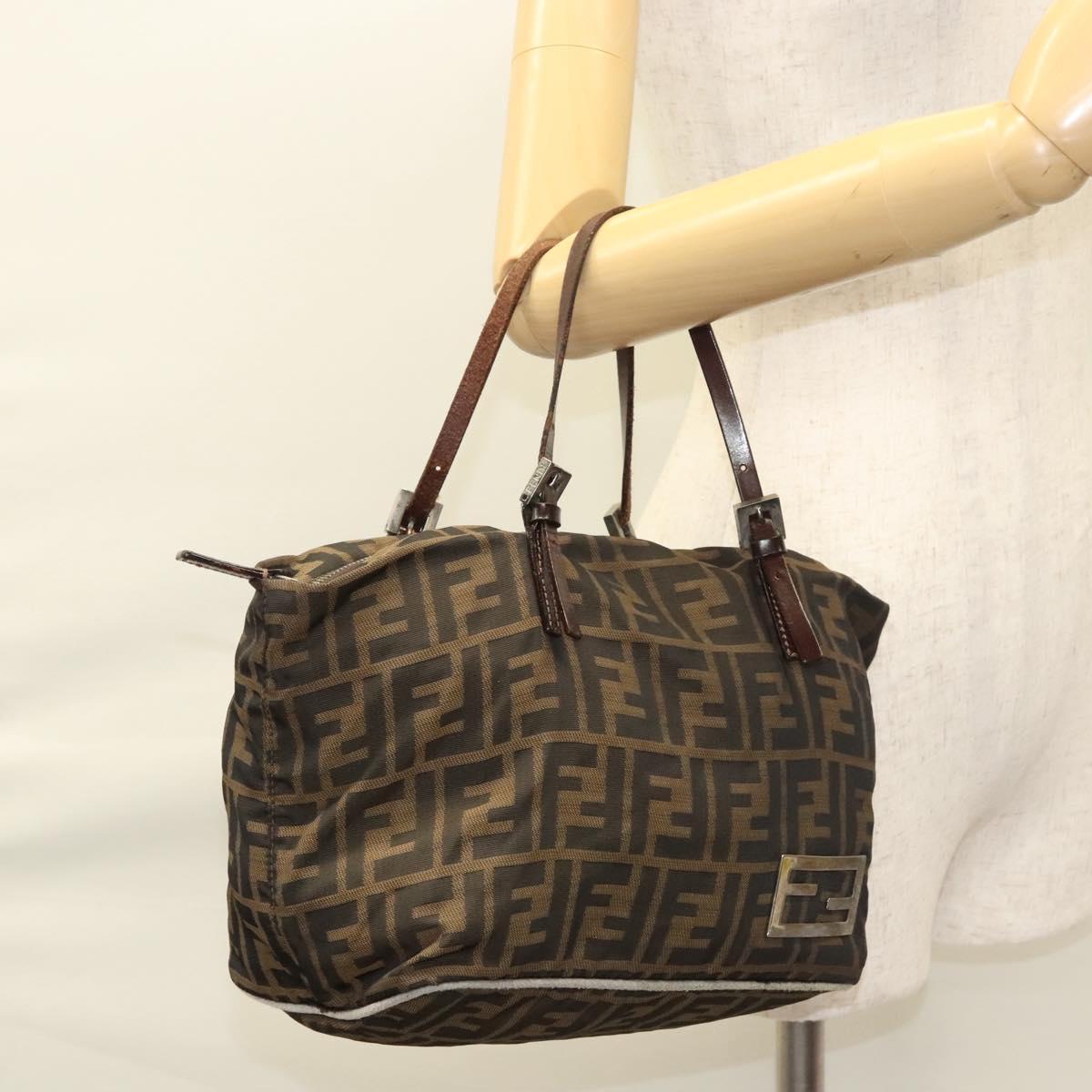 FENDI Zucca Canvas Hand Bag Black Brown Auth ep8782