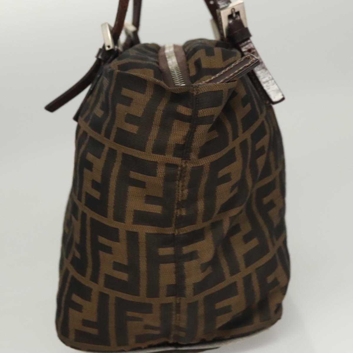 FENDI Zucca Canvas Hand Bag Black Brown Auth ep8782