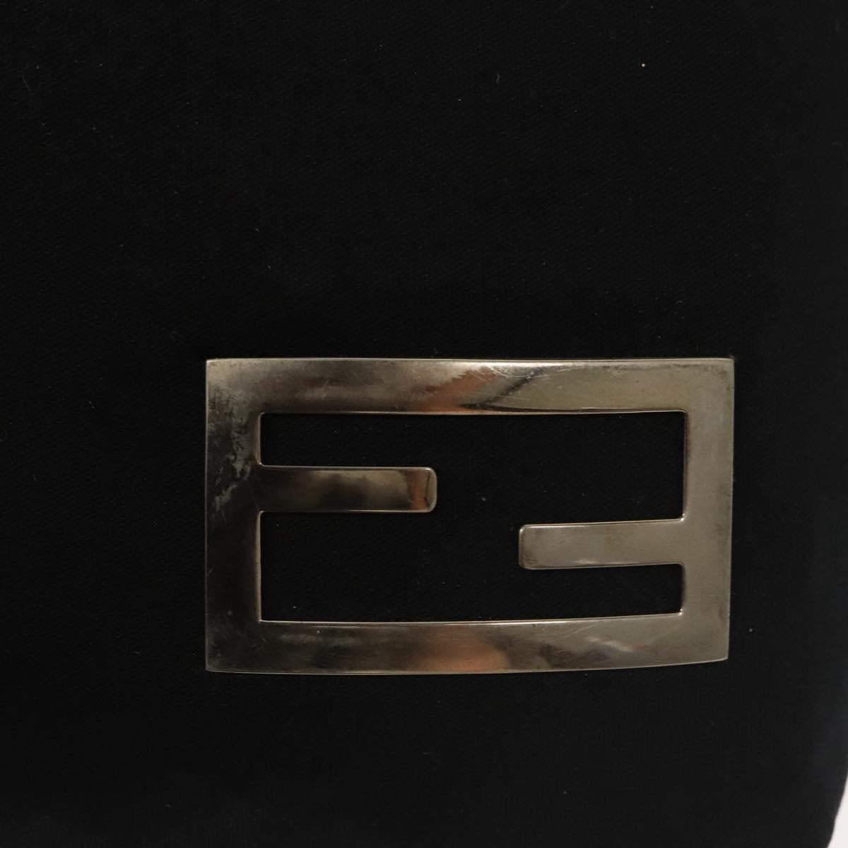 FENDI Shoulder Bag Nylon Black Silver Auth ep8791