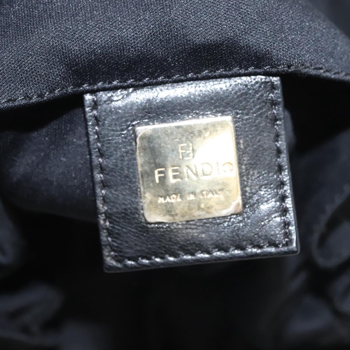 FENDI Shoulder Bag Nylon Black Silver Auth ep8791