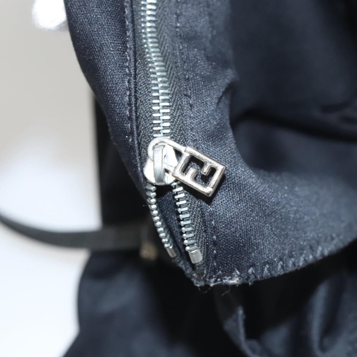 FENDI Shoulder Bag Nylon Black Silver Auth ep8791
