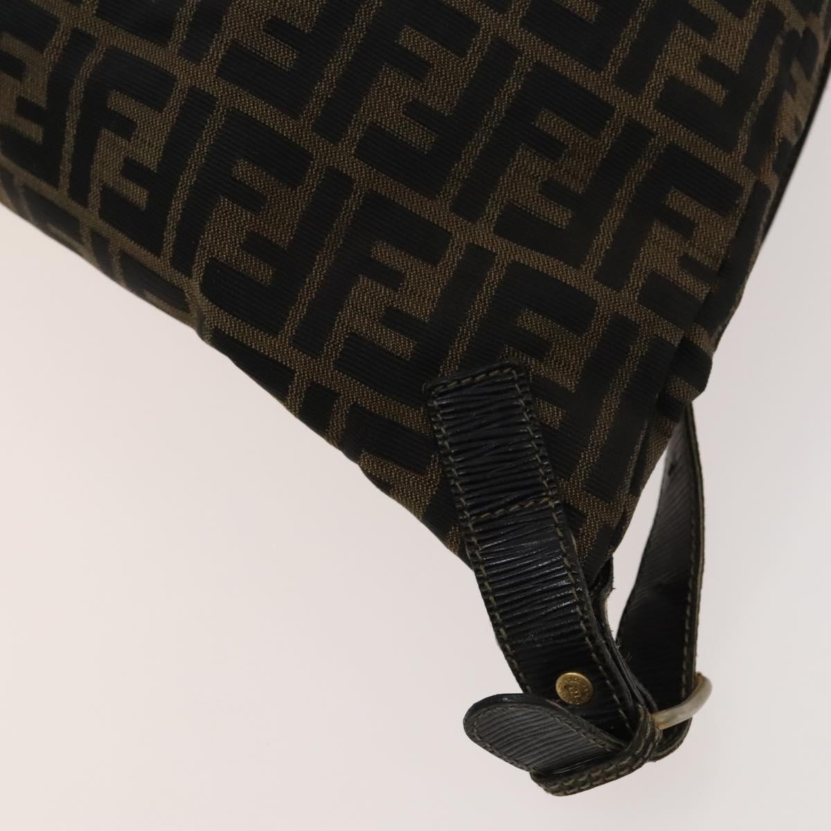 FENDI Zucca Canvas Backpack Brown Black gold Auth ep8792