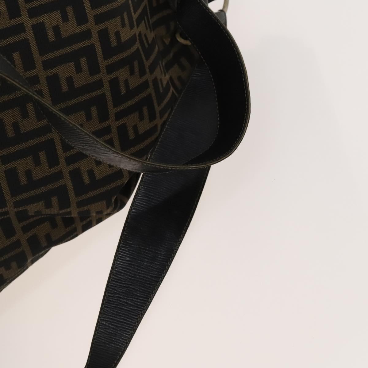 FENDI Zucca Canvas Backpack Brown Black gold Auth ep8792