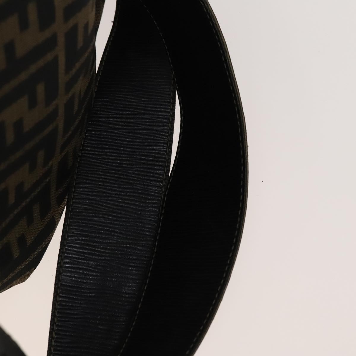 FENDI Zucca Canvas Backpack Brown Black gold Auth ep8792