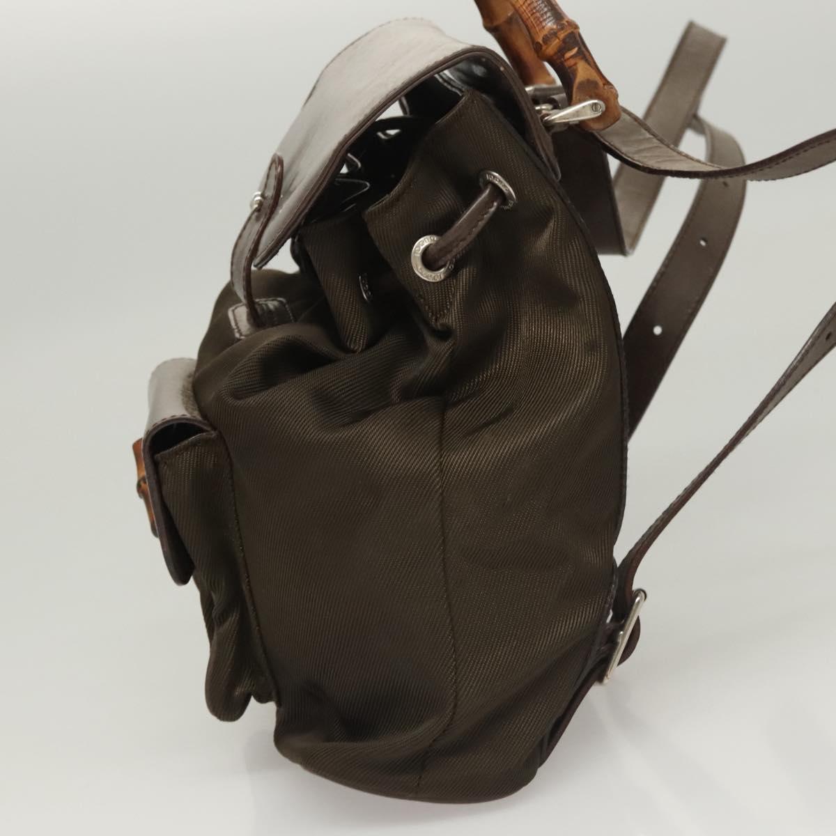 GUCCI Bamboo Backpack Nylon Khaki 003 2058 0030 5 Auth ep8797