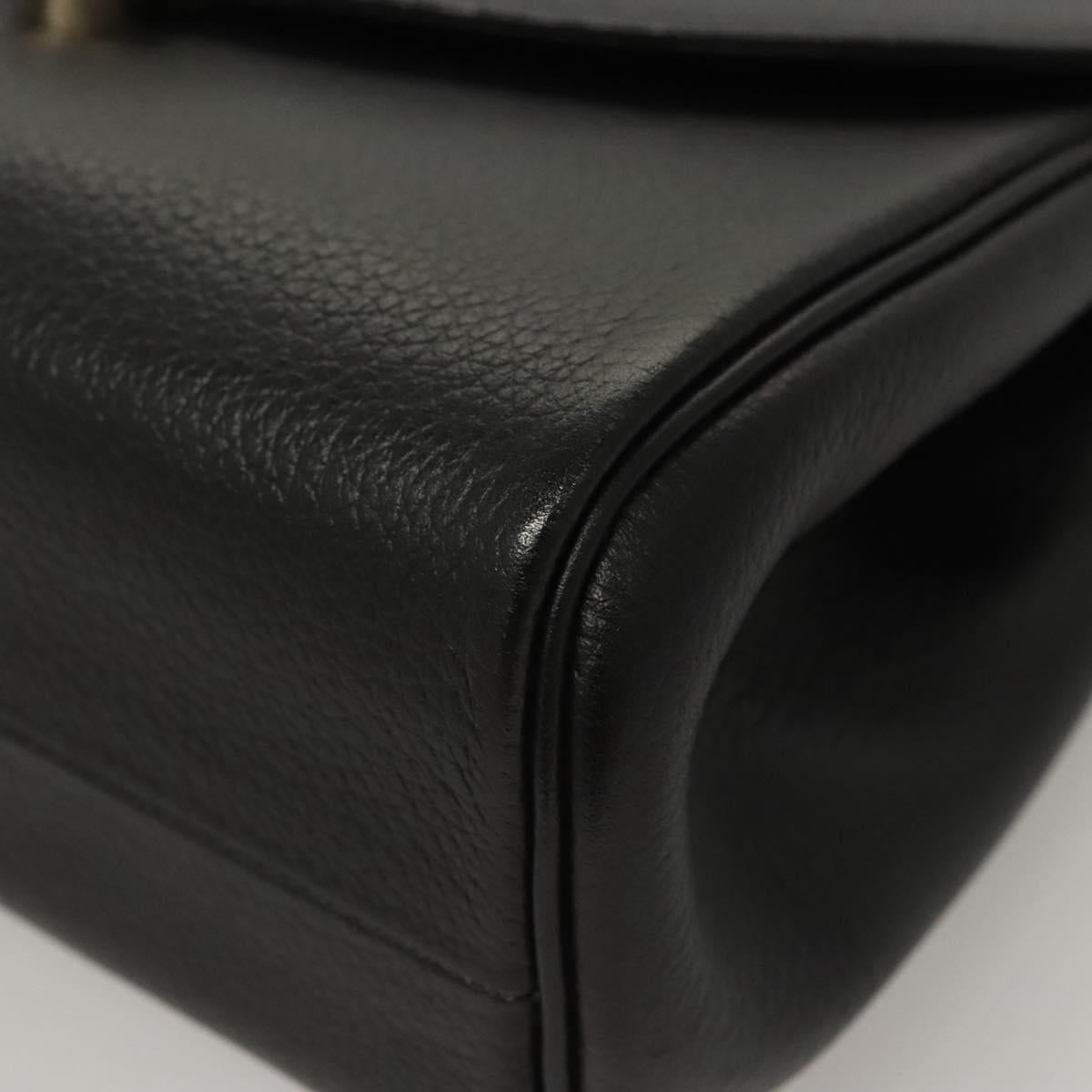 Burberrys Hand Bag Leather Black Gold Auth ep8841