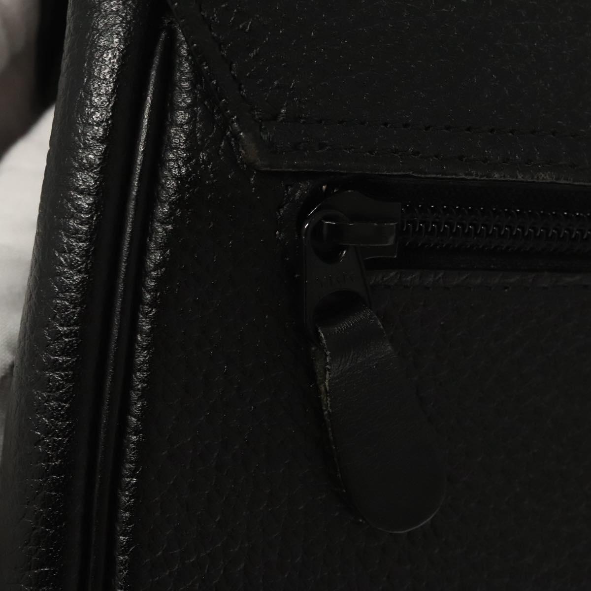 Burberrys Hand Bag Leather Black Gold Auth ep8841