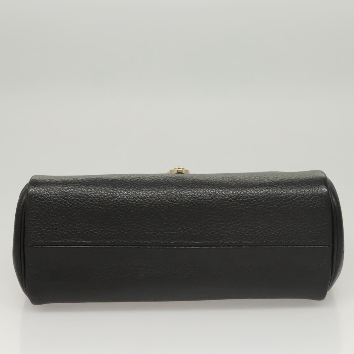 Burberrys Hand Bag Leather Black Gold Auth ep8841