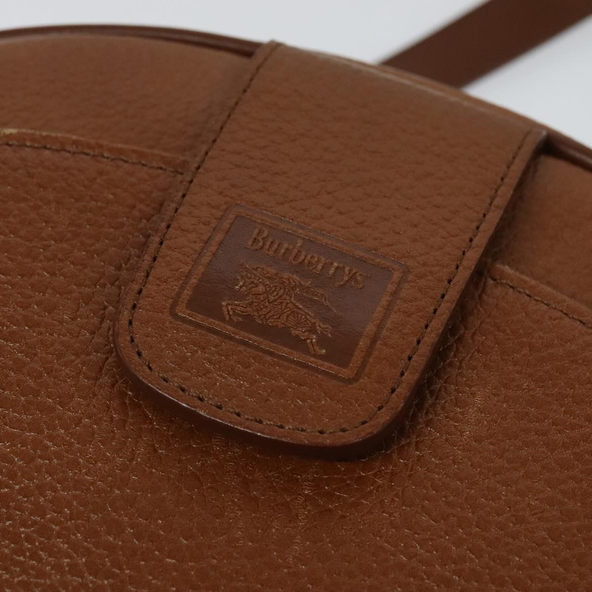 Burberrys Shoulder Bag Leather Brown Gold Auth ep8843