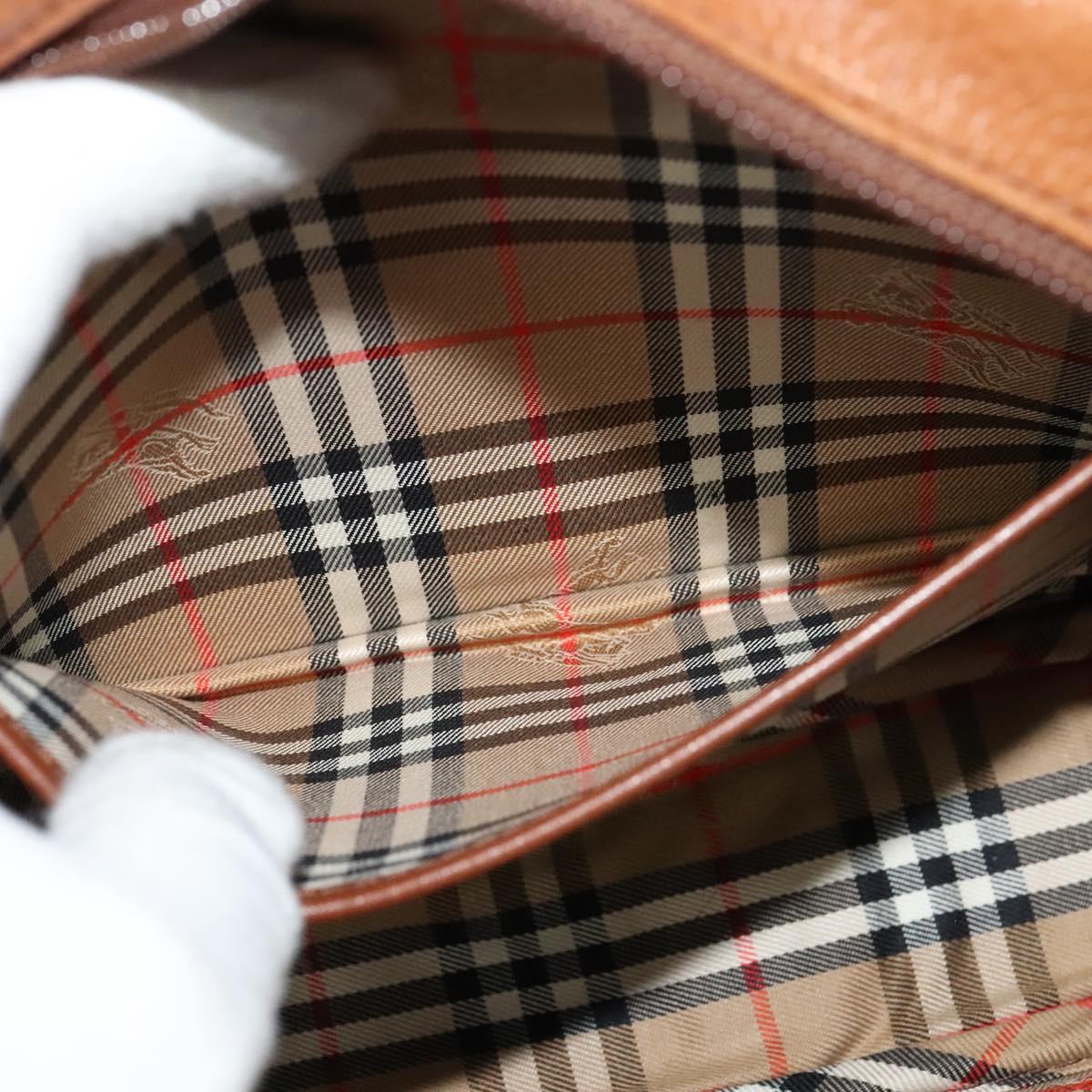 Burberrys Shoulder Bag Leather Brown Gold Auth ep8843