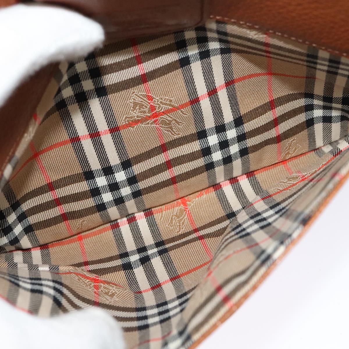 Burberrys Shoulder Bag Leather Brown Gold Auth ep8843