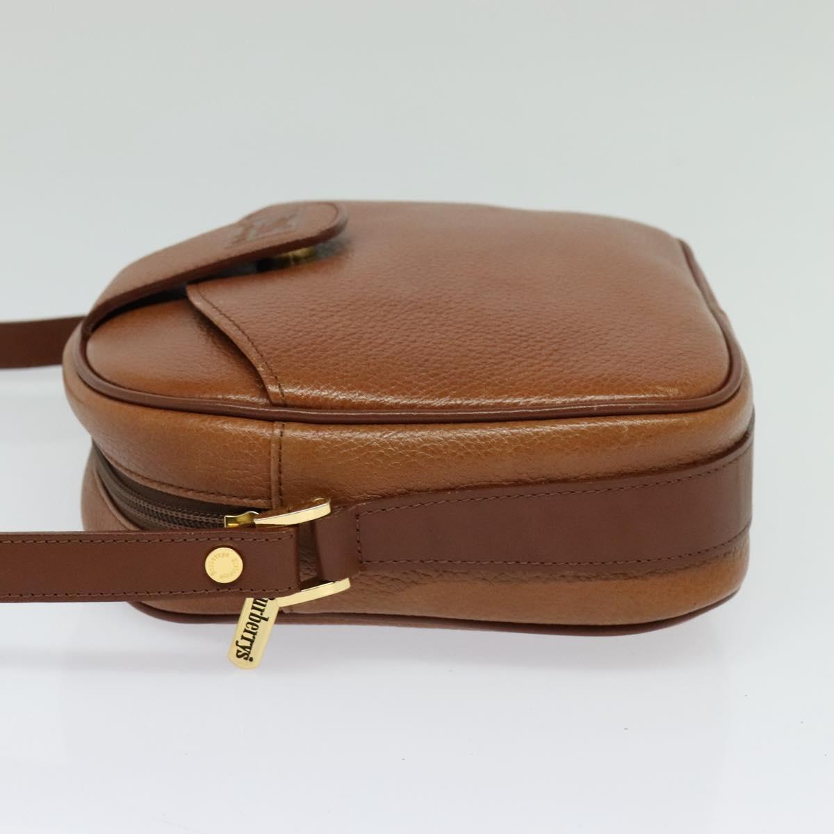 Burberrys Shoulder Bag Leather Brown Gold Auth ep8843