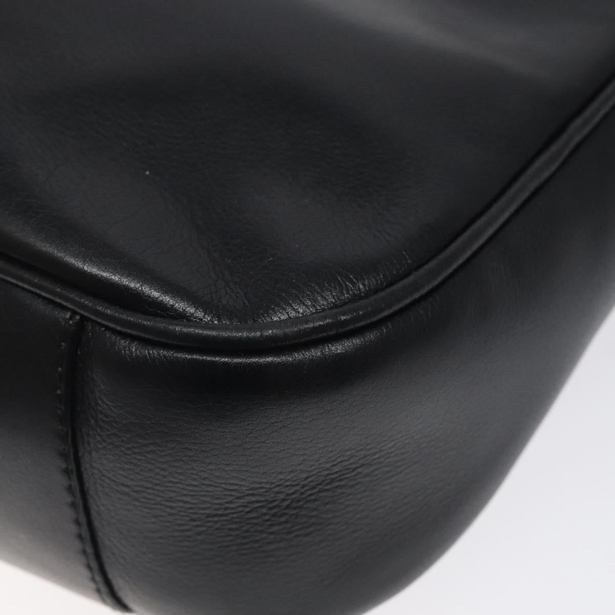 GUCCI Bamboo Hand Bag Leather Black Gold 001 1998 1638 Auth ep8846