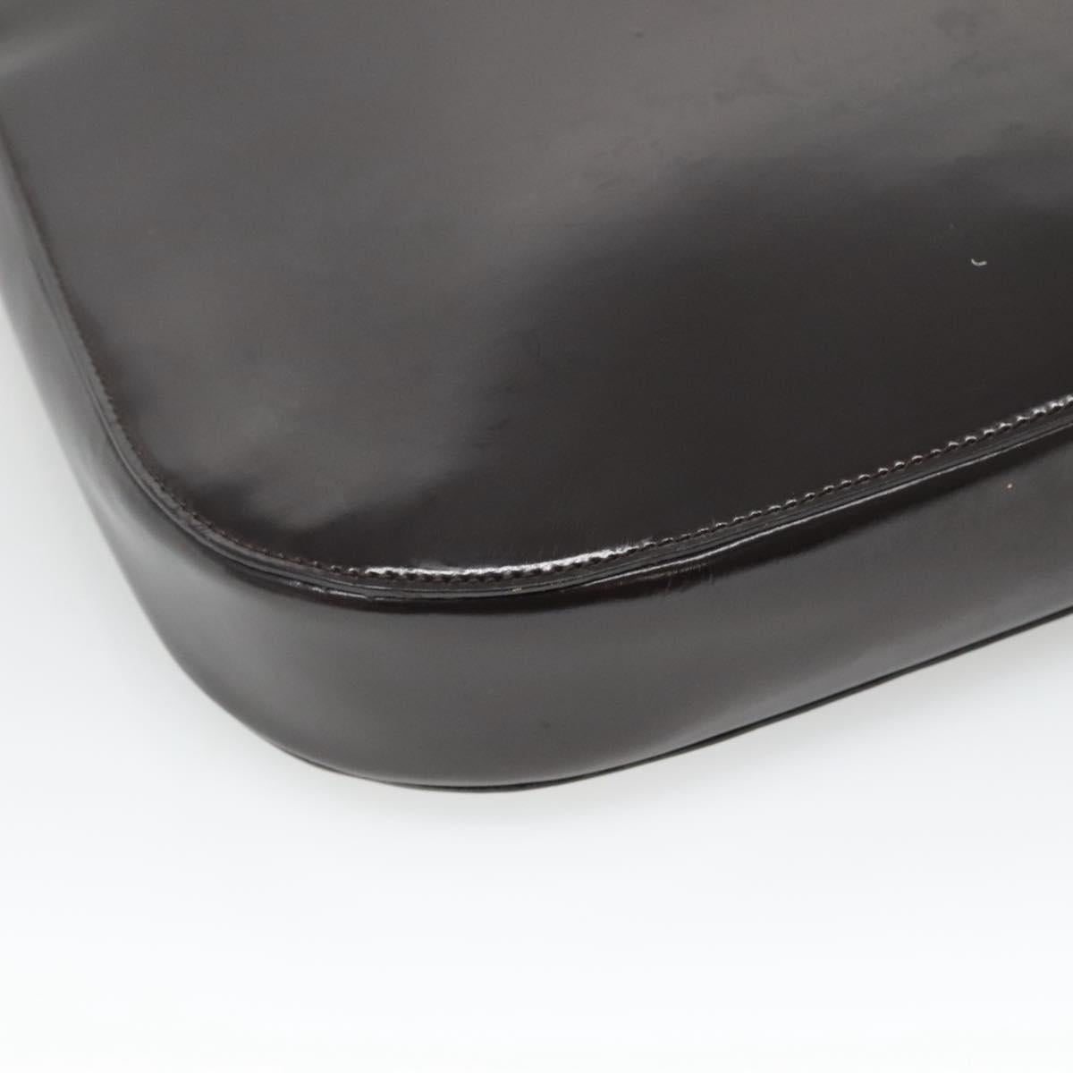 GUCCI Shoulder Bag Patent leather Brown Silver 001 3166 Auth ep8849
