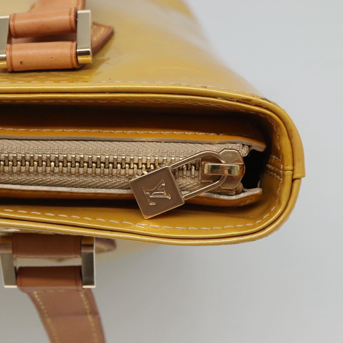 LOUIS VUITTON Monogram Vernis Houston Hand Bag Beige M91004 LV Auth ep8871